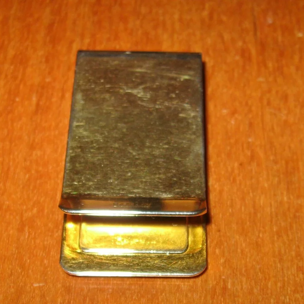 Barlow Money Clip 2 Flying Geese Gold Tone Scrimshaw  2